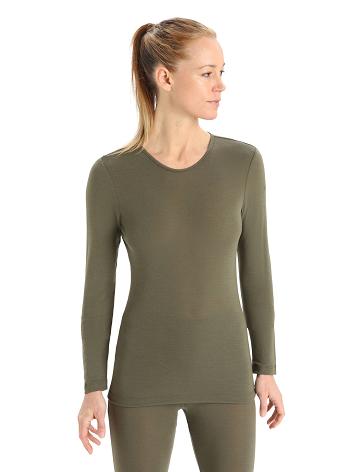 One Piece & Sets Icebreaker Merino 175 Everyday Long Sleeve Crewe Thermal Top Damskie Oliwkowe | PL 1169JPQJ